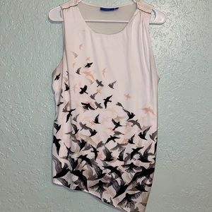 Medium Apt 9 ivory tank with satin bird design overlay $11